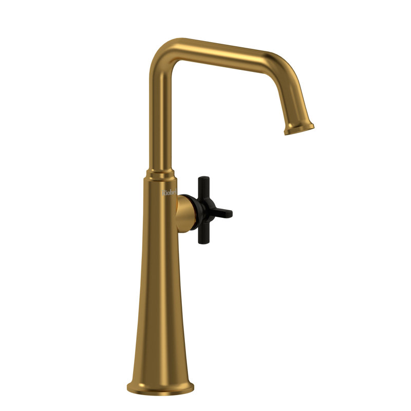 Momenti Single Bathroom Faucet with U-Spout, Polished Nickel, Cross