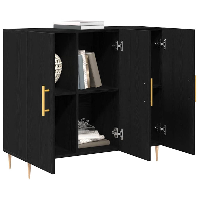 Sideboard 90X34x80 Cm Engineered Wood, Black Oak