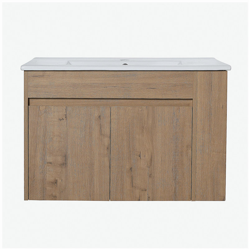 Meuble-lavabo de 30 po avec lavabo en céramique et tablettes ouvertes réglables, Blanc