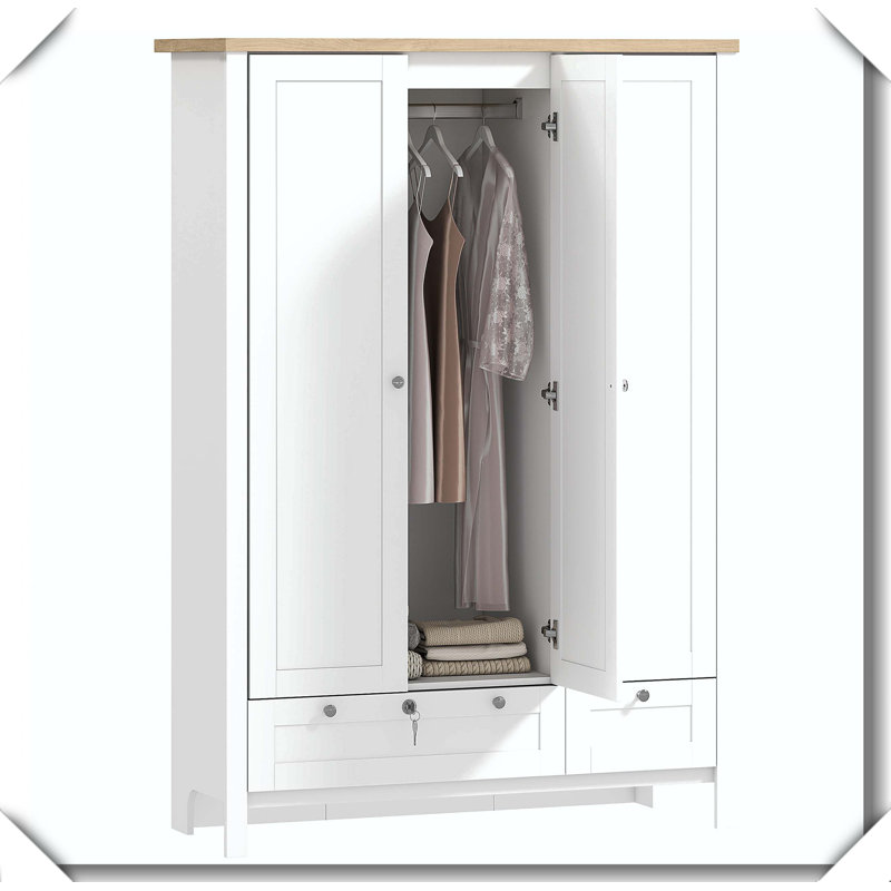 Armoire 3 portes avec rangement de style moderne et polyvalent, Blanc