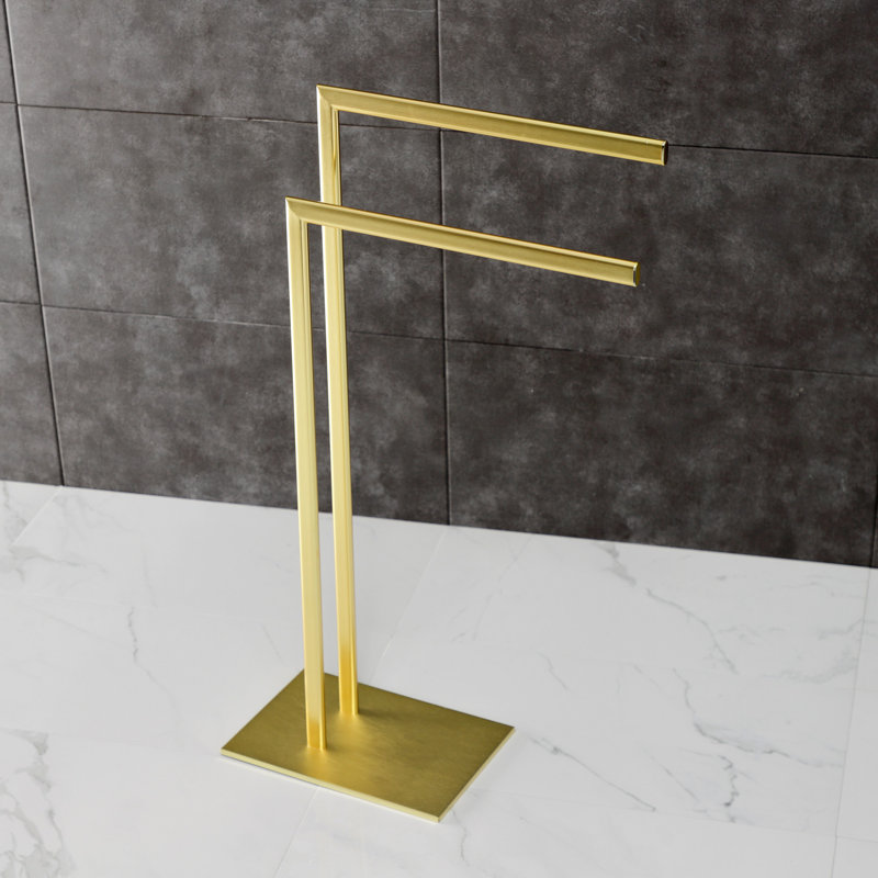 Kingston Brass Edenscape Freestanding Dual Towel Rack, Brushed Brass