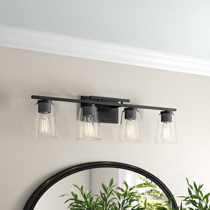Luminaire à 4 lumières à intensité variable pour meuble-lavabo Averi, Noir