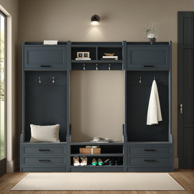 70" Modular Hall Tree System 4-in-1 - Separate Storage Units & Coat Rack with Anti-Tip Kit for Multi-Room Use