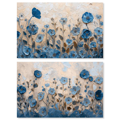 Ensemble de 2 fleurs bleues Curlean 