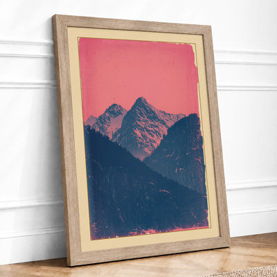 Mountain at Dusk Vintage - Framed Print