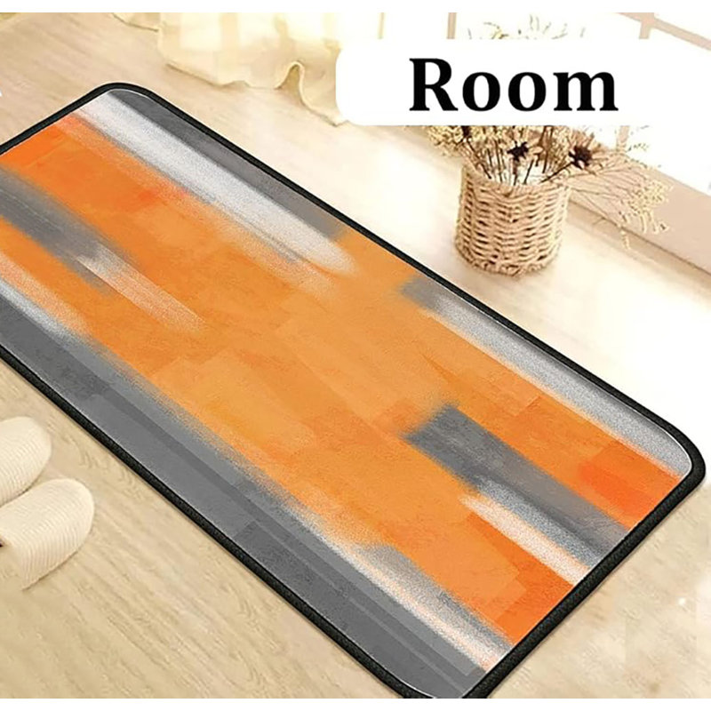 Black Microfiber Rectangular Non-Slip Kitchen Floor Mats Set