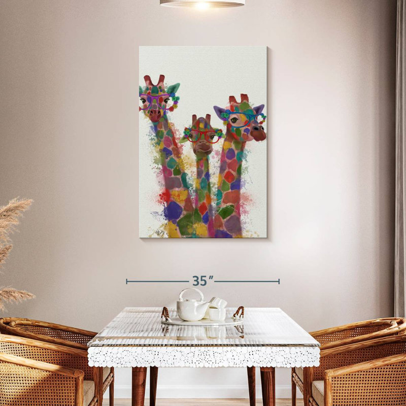 Brampt Rainbow Splash Giraffe Trio, 45" H x 30" W