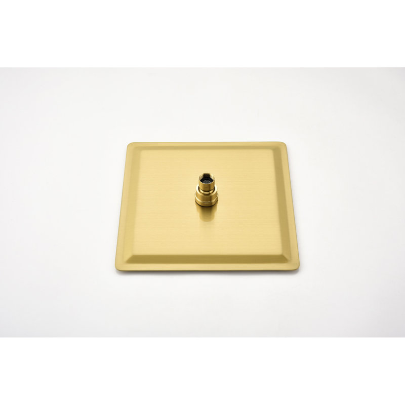 Stainless Steel Brushed Gold Shower Head - High Rainfall, Water Saving, Easy Clean Nozzle, Works With All Standard Arm Varieties Self-Cleaning Connections