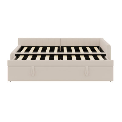 L-Shaped Upholstered Daybed With Pop Up Trundle