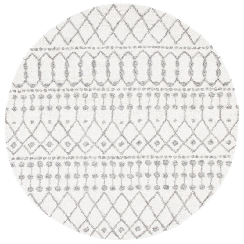 Dobbins Hand Tufted Wool Geometric Rug, Round 6'