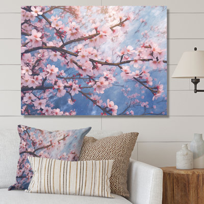 Fleurs de cerisier roses minimalistes V sur toile