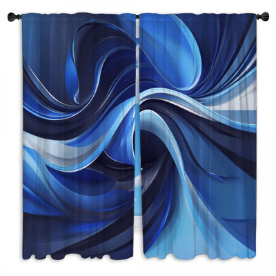 Rideaux obscurcissants bleus abstraits et transparents - 2 panneaux