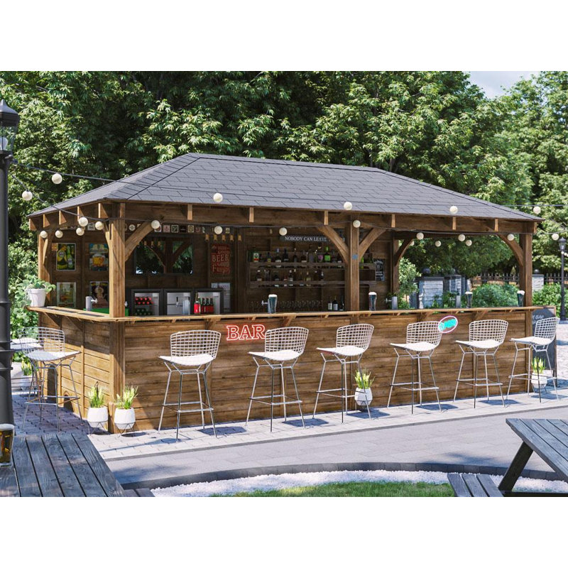 Dunster House Garden Bar Wooden Outdoor Bar Gazebo Full Length Counter 6m x 3m Leviathan