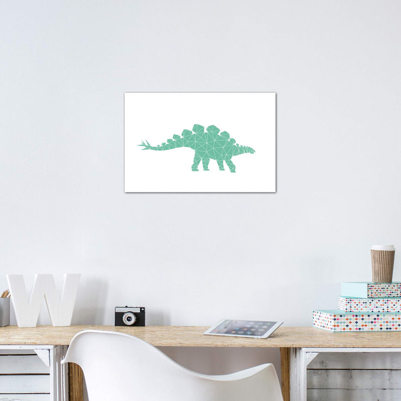 Géométrique Dino Stegosaurus - impression d'art graphique, Toile tendue, H 12 po x l 18 po x 1,5 po