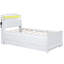 Lit plateforme simple blanc avec rangement, tête de lit à DEL, 3 tiroirs et lit gigogne - Fabrication en bois pour lit gigogne de rangement, tiroirs de tête de lit