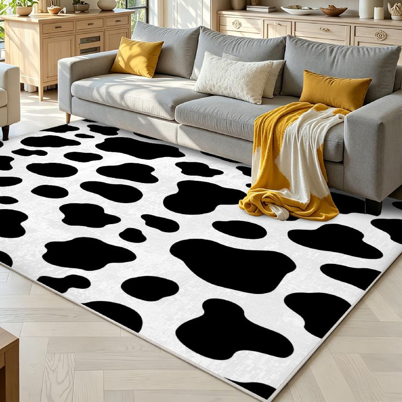 Tapis noir lavable à la machine, Rectangle 71" x 98"
