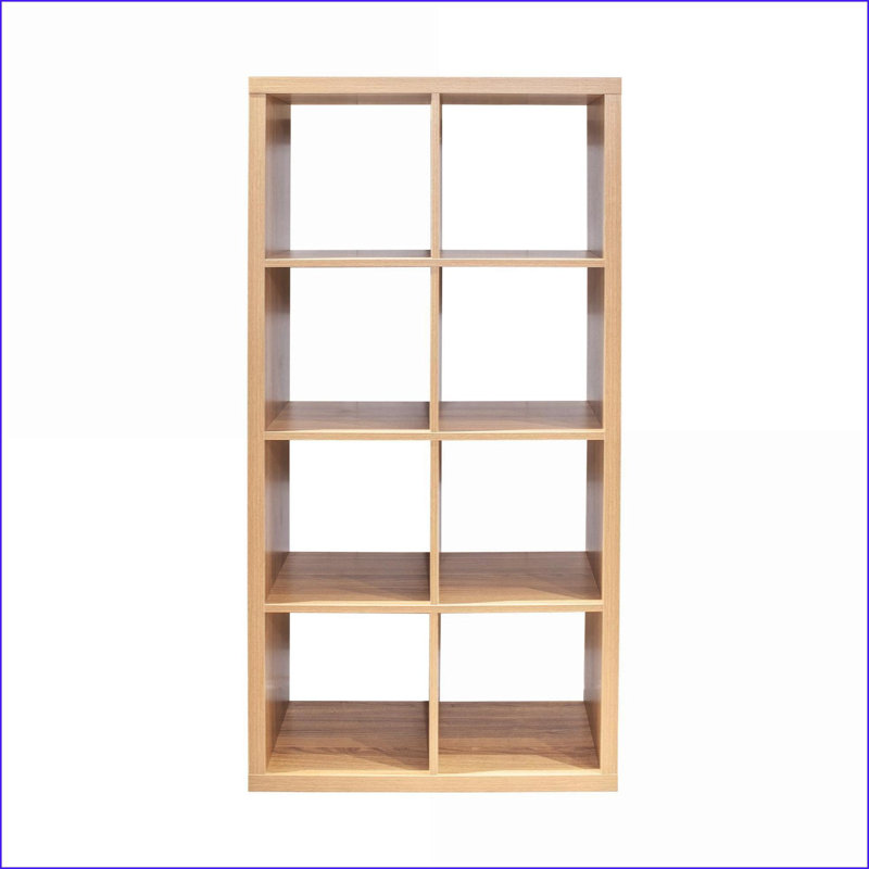 8-Cube Storage Organizer with Open Back Shelves, Modern Walnut Brown Bookcase for Home Office | MDF &amp; Particleboard