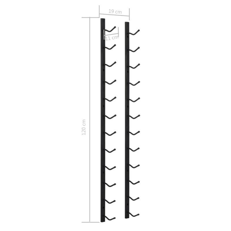Support de rangement mural pour porte-bouteilles Dellarae, Noir, H 47,2 po x l 7,5 po x P 4,3 po