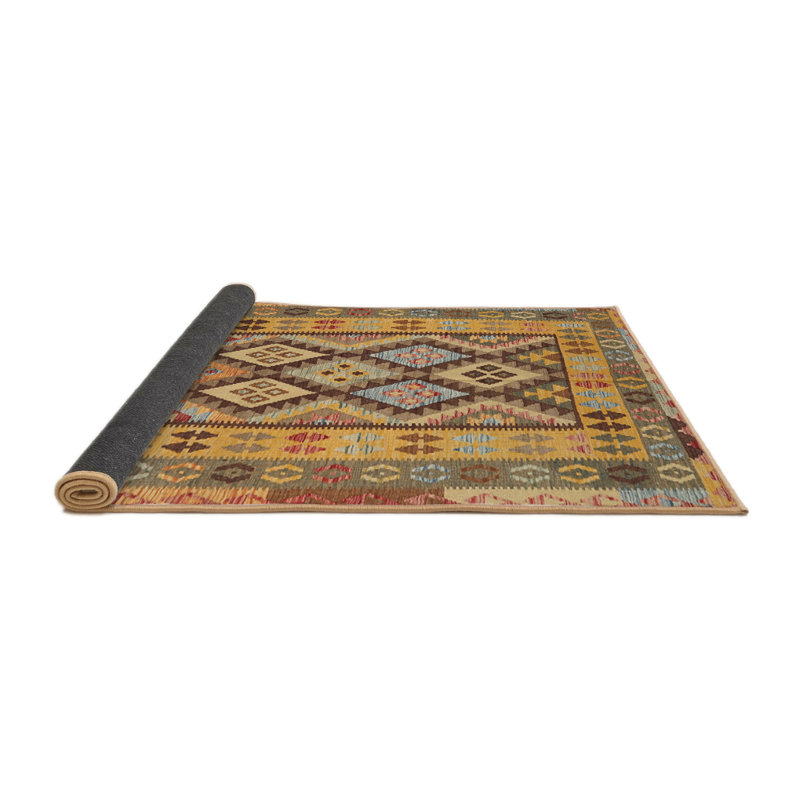 Tapis orange/jaune/vert contemporain Marling, Rond 5 pi