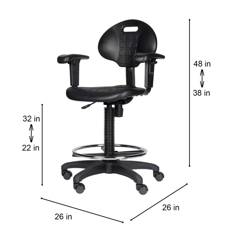 Romulus Rolling Task stool 22" -32" Height, Yes