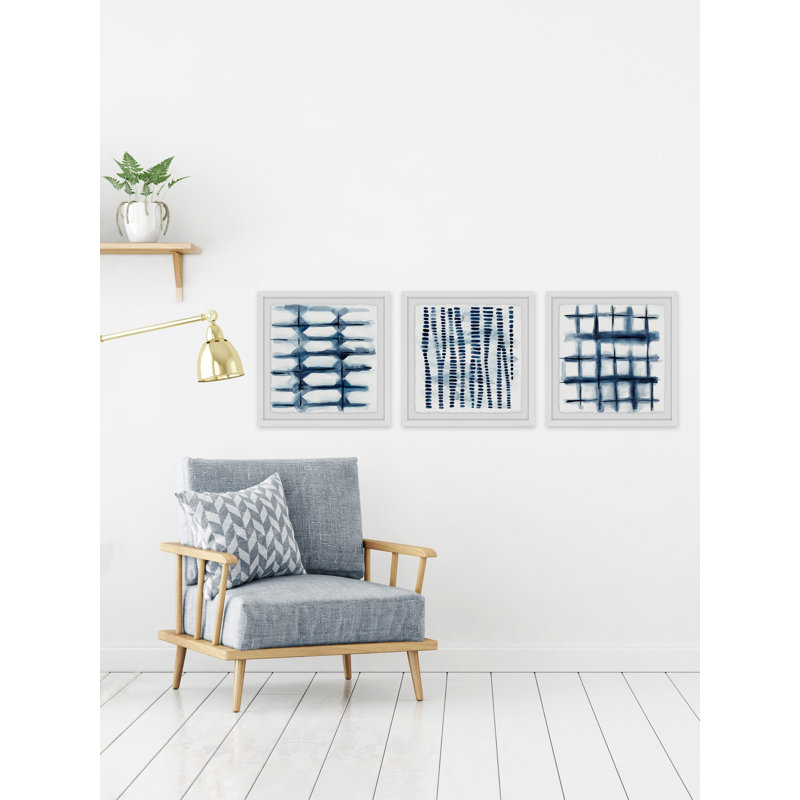 Indigo Study VII Triptych - ensemble de 3 reproductions de cadres photo, H 24 po x l 24 po x L 1,5 po