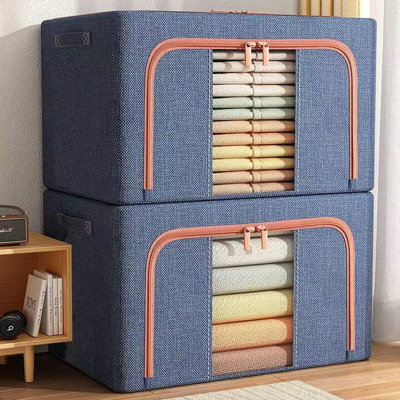Hokku Designs, corbeille décorative en tissu, 2 paquets de bacs de rangement de vêtements avec cadre en métal pliable