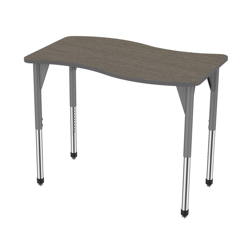 Premier Series Adjustable Novelty 4 Students Activity Table, 42" H x 54" L x 30" W, Boardwalk Oak, Grey