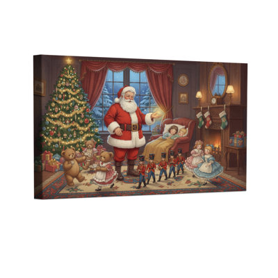 Ensemble de 3 reproductions d'art sur toile de Noël, père Noël, jouets pour chambre d'enfant