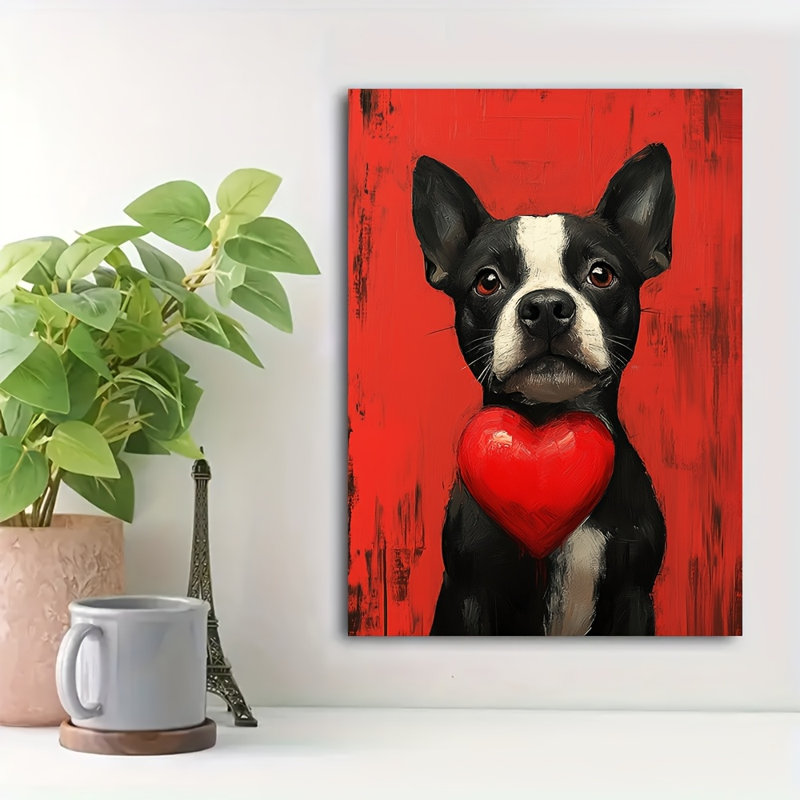 «Romantique Boston Terrier», impression sur toile - Urban Studio, 30 x 20 pouces (75 x 50 x 2 cm)