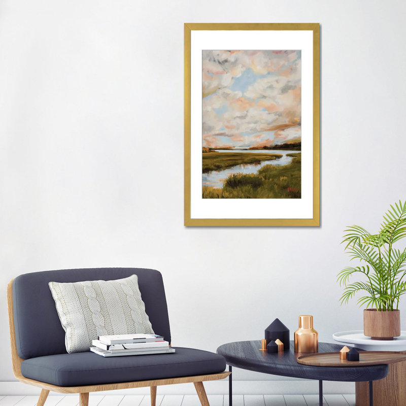 Warm Clouds Over The Marsh by April Moffatt iCanvas, Gold Open Corner Frame Paper, 32" H x 24" W x 1" D