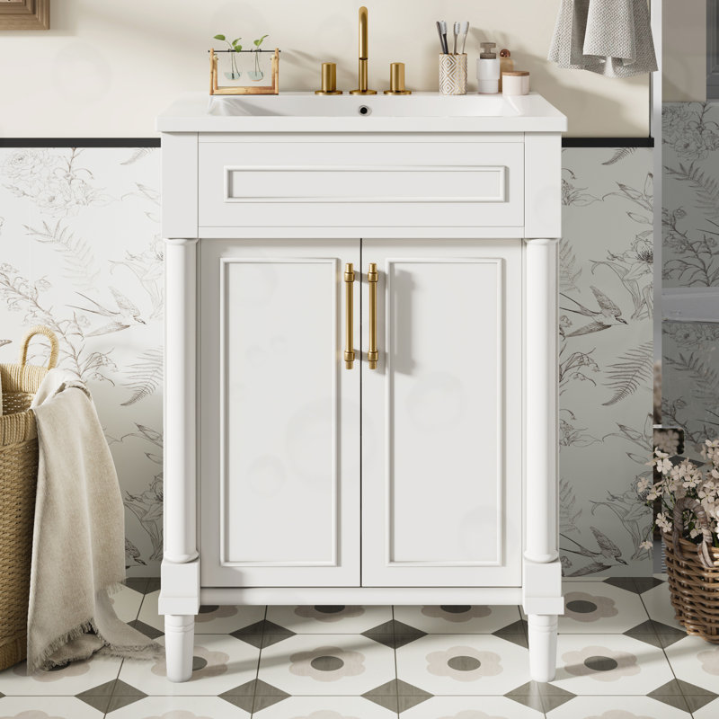 Meuble-lavabo avec lavabo et 2 portes, Blanc