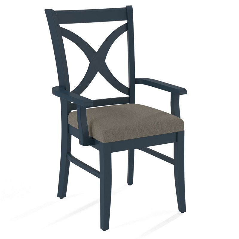 Hues Upholstered Arm Chair, Gray Sugar Performance; 0863-84, Navy Finish
