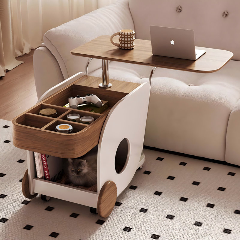 Vintage Two - Tone Height - Adjustable and Rotatable Side Table