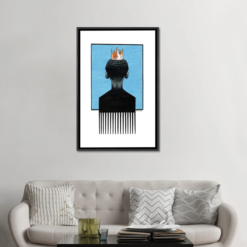« Little Prince Afropick » par Manasseh Johnson-impression, Pas de tapis, Toile avec cadre noir patiné