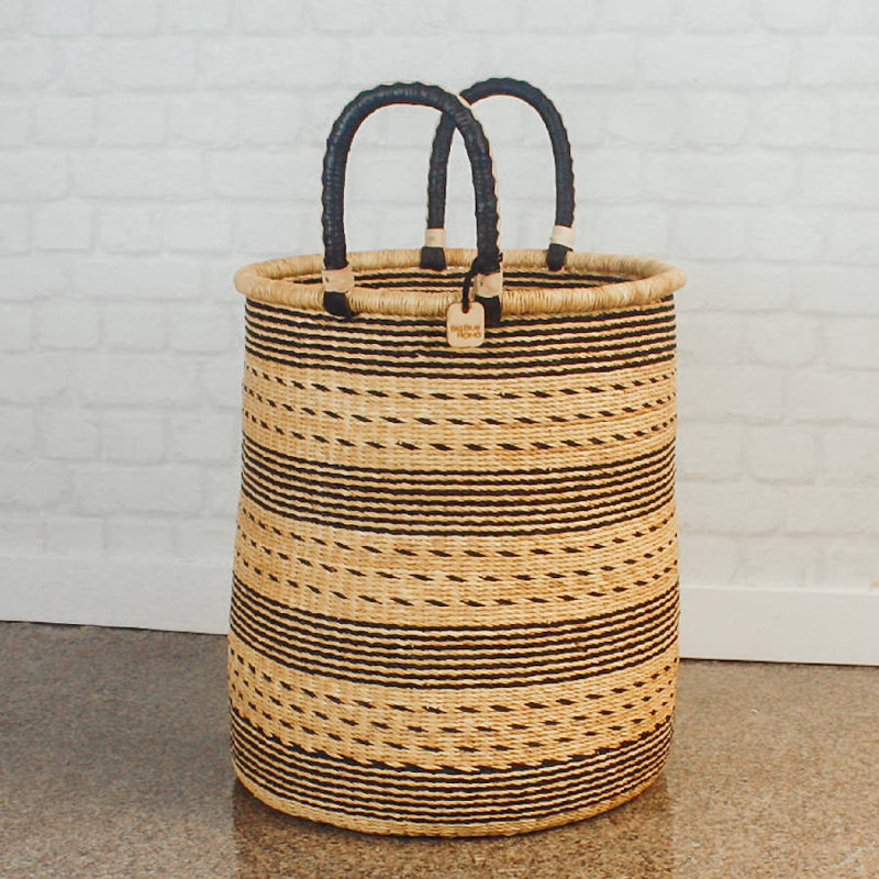 Bolga Baskets - Laundry Hamper Natural Stripes