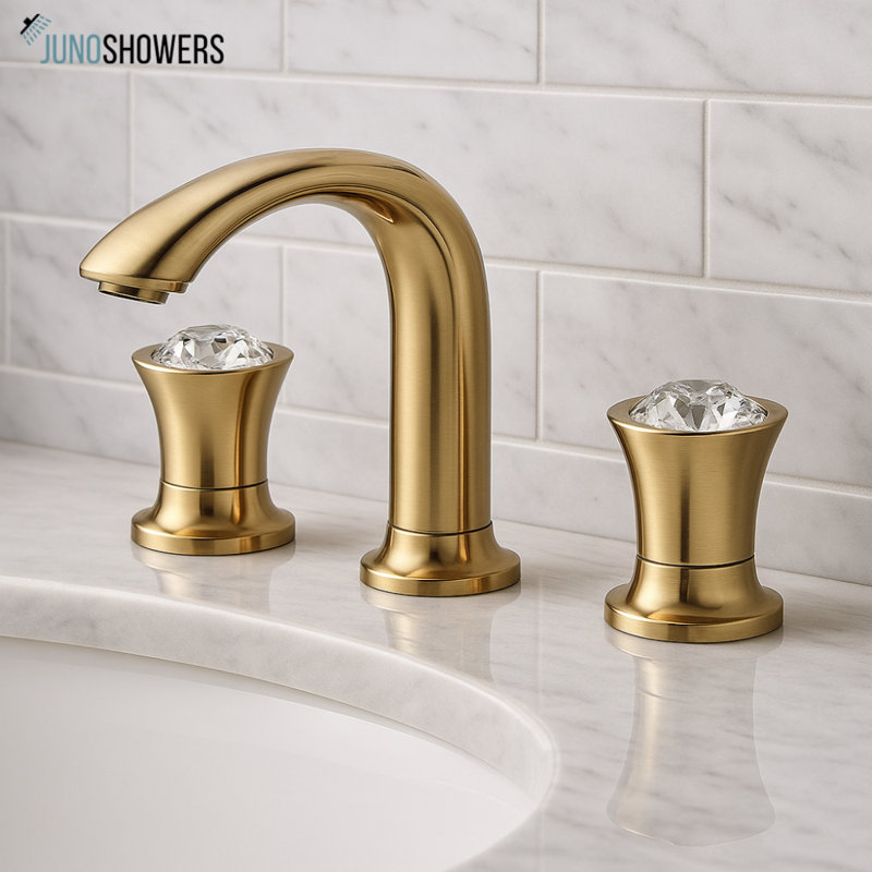Shower System Featuring Thermostatic Valve and Detachable Handheld Sprayer, Yellow Gold