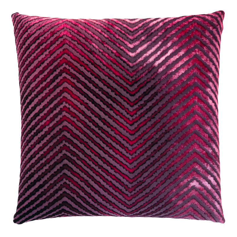 Chevron Velvet Pillow Cover & Insert, 18"H x 18"W, Copper Ivy