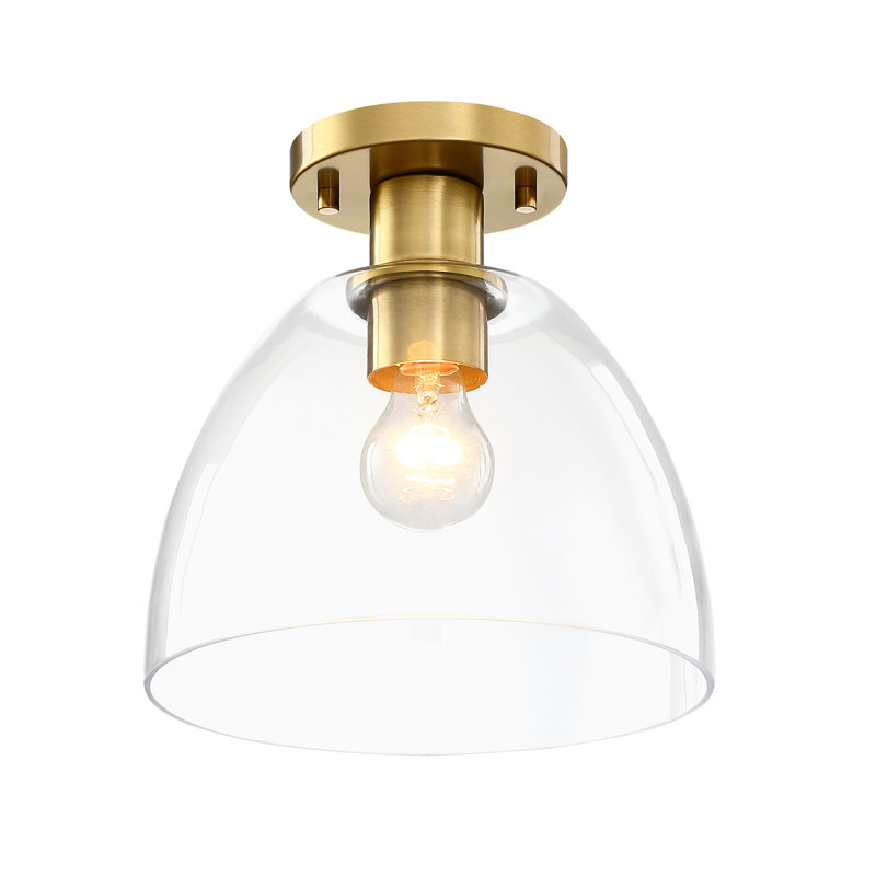 Viveka Glass Semi Flush Mount, Brushed Gold