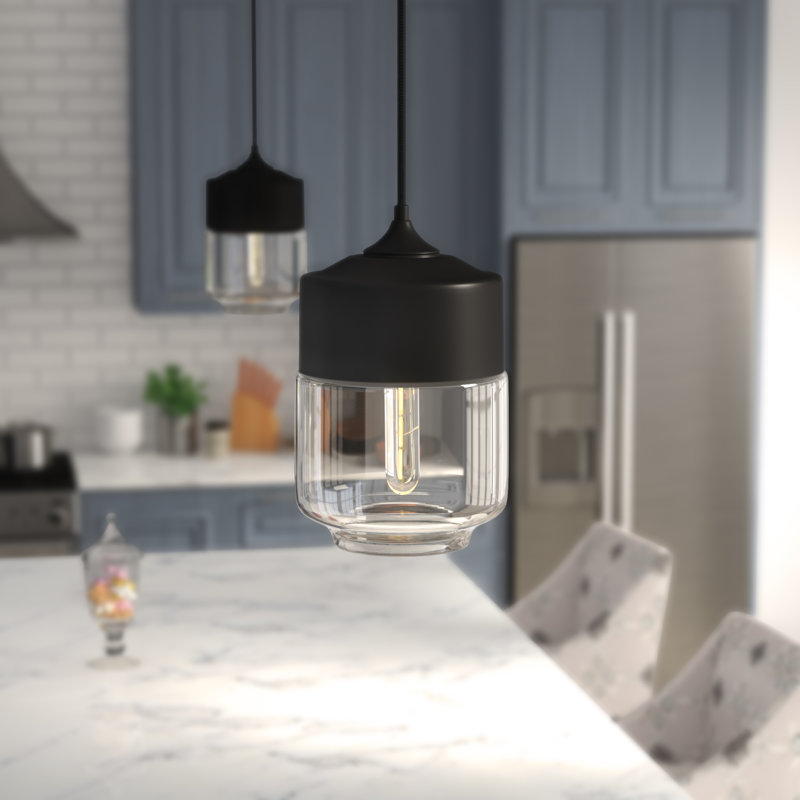 Chamberland 1 - Light Single Pendant, 11" H x 7.1" W x 7.1" D, Black