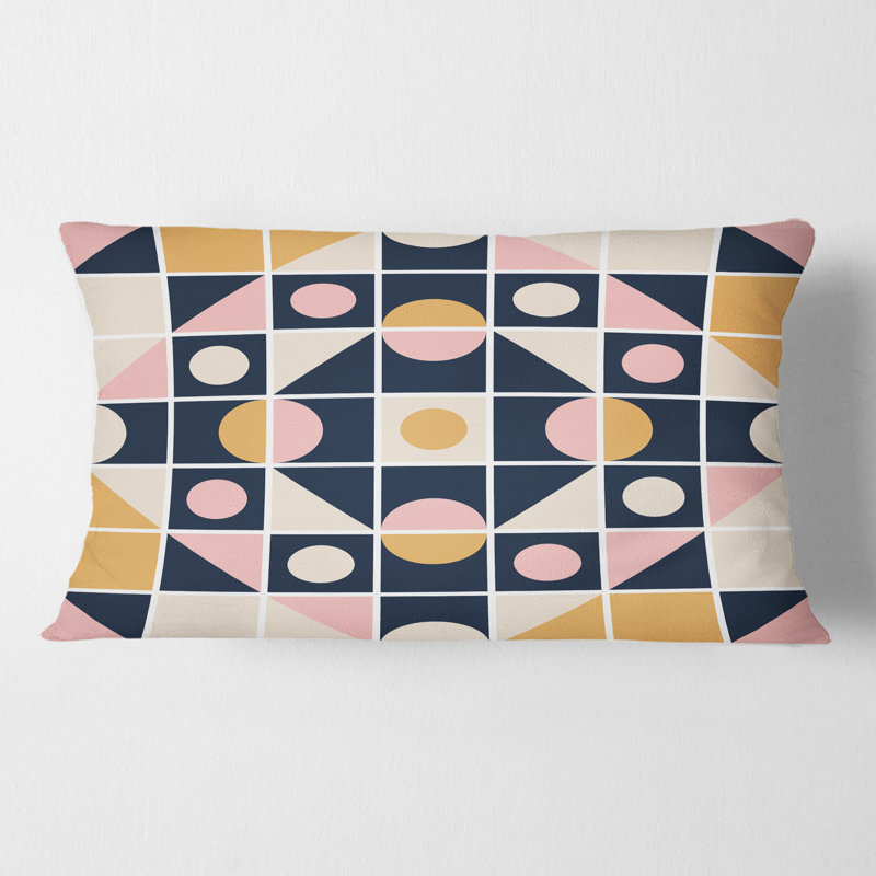 Coussin décoratif géométrique à motif rétro Mid-Century