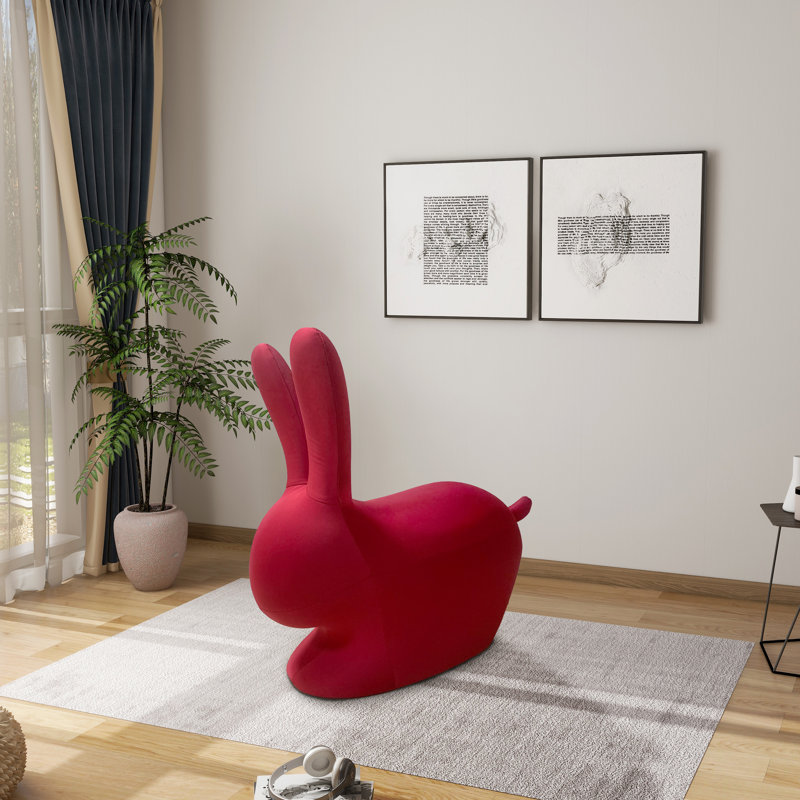 Cute Rabbit Accent Chair With 4 Caster Wheels