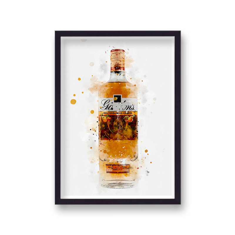 Gin Graphic Splash Gordon's Orange Inspired 1 Piece Single Picture Frame Wall Art