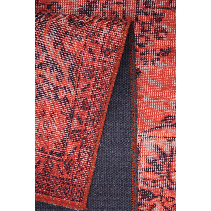 Tapis rouge à motif tissé rétro, Rectangle 3 pi 10 po x 5 pi 3 po