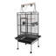 Cage à perroquet en fer forgé noir avec grande surface de jeu 68 po avec 4 roulettes verrouillables