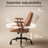 Camellia Ergonomic Faux Leather Executive Office Chair, Mid-Century Desk Chair, Tilting, Roller Blade Wheels-440765463