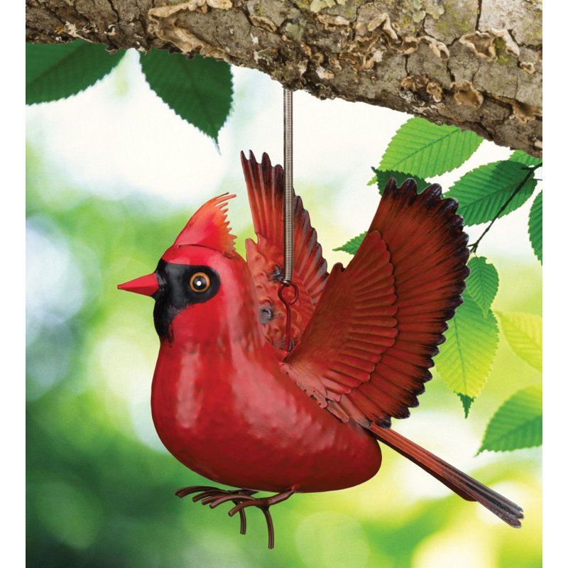 Life-Size Red Metal Cardinal Bird Garden Decor
