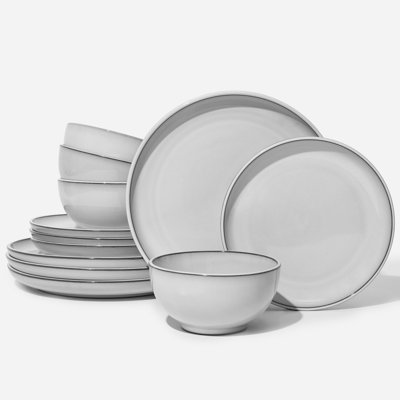 Service de vaisselle en grès pour 4 assiettes et bols en glacis réactif 12 pièces, ensemble de vaisselle moderne en céramique faite à la main résistant aux éclats