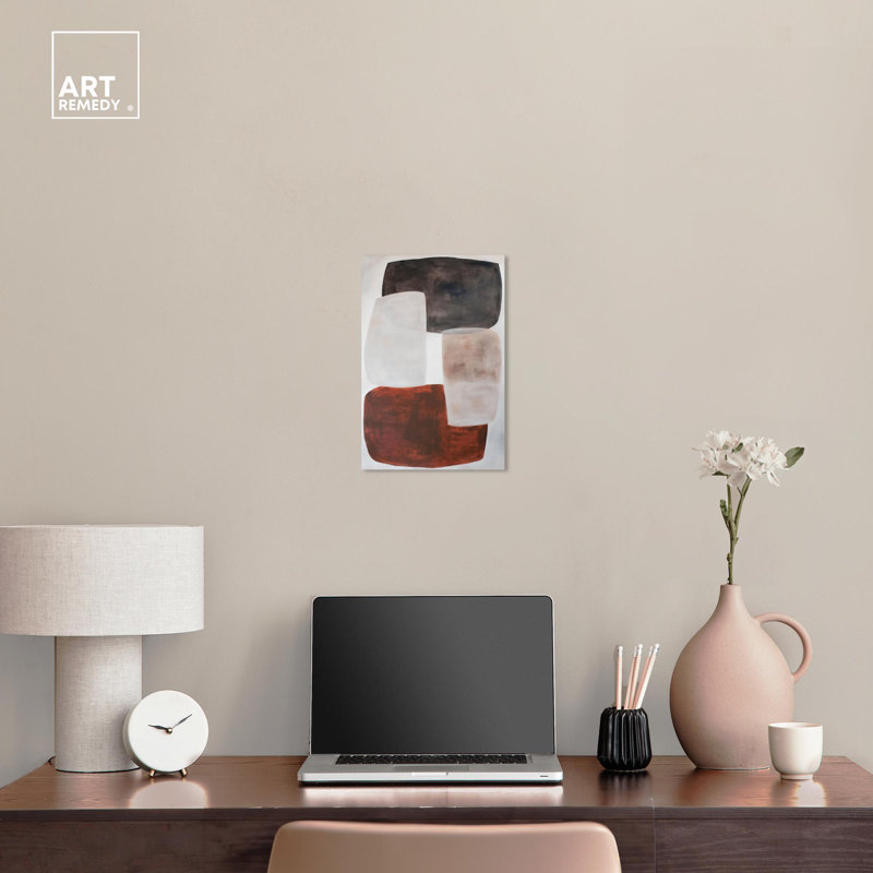 «Threefold Abstraction Canvas Earthy Abstract Art» par Art Remedy, Toile tendue, H 15 po x l 10 po