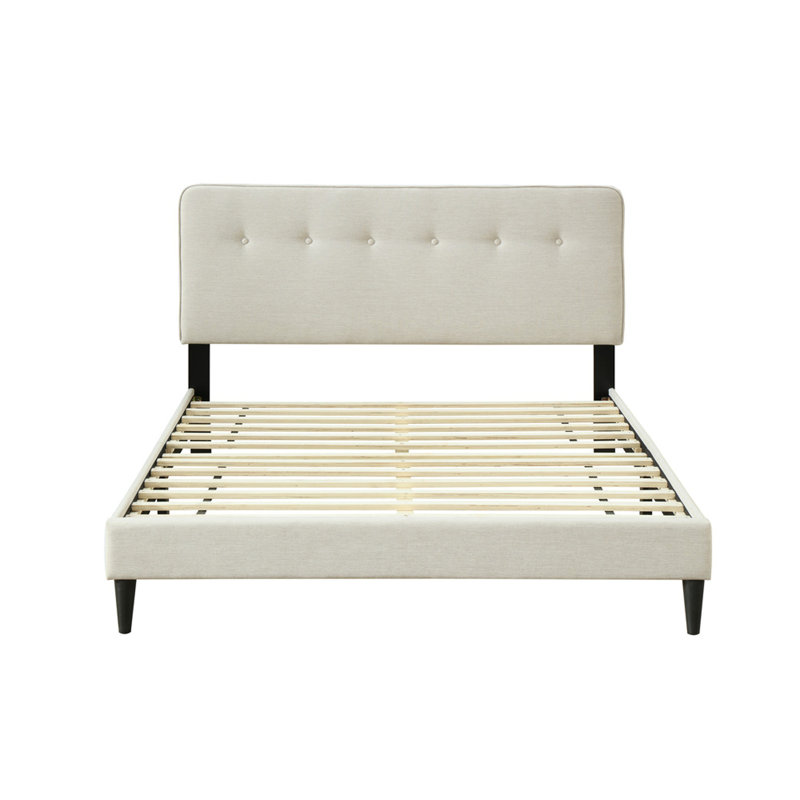 Grand lit tapissier avec port de charge, tête de lit en tissu dans une boîte, 86,45 po Profondeur, largeur de 65,52 po, hauteur de 42,19 po, poids du lit de 70,72 lb