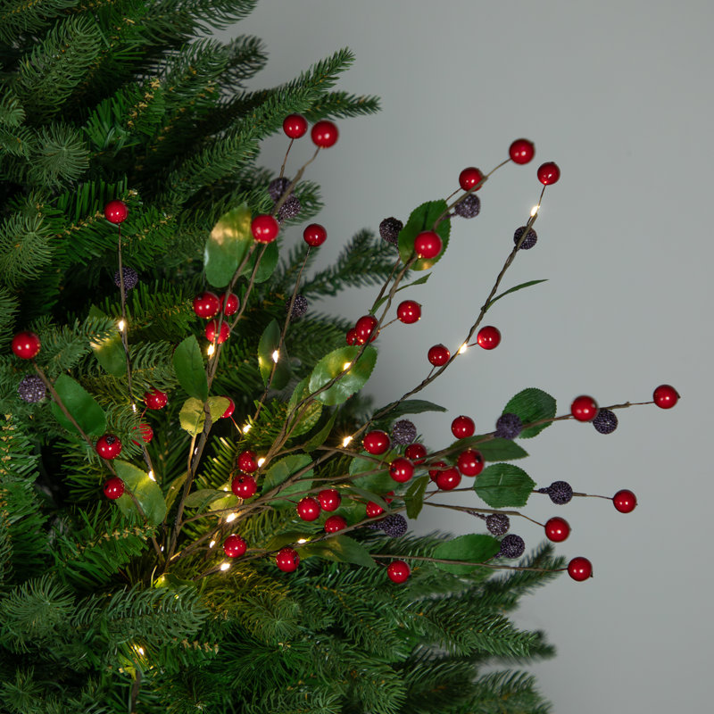 Faux Berry/Cranberry/Leaf Branch